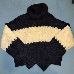 Cotton Candy Black and Cream Turtleneck Sweater